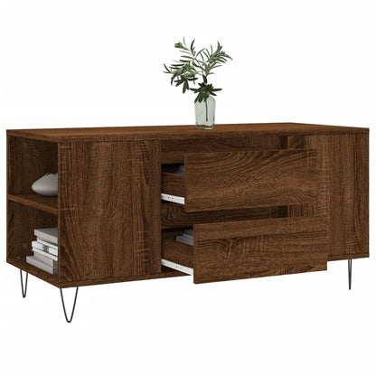 vidaXL Table basse marron aspect chêne 102x44,5x50 cm Bois d'ingénierie