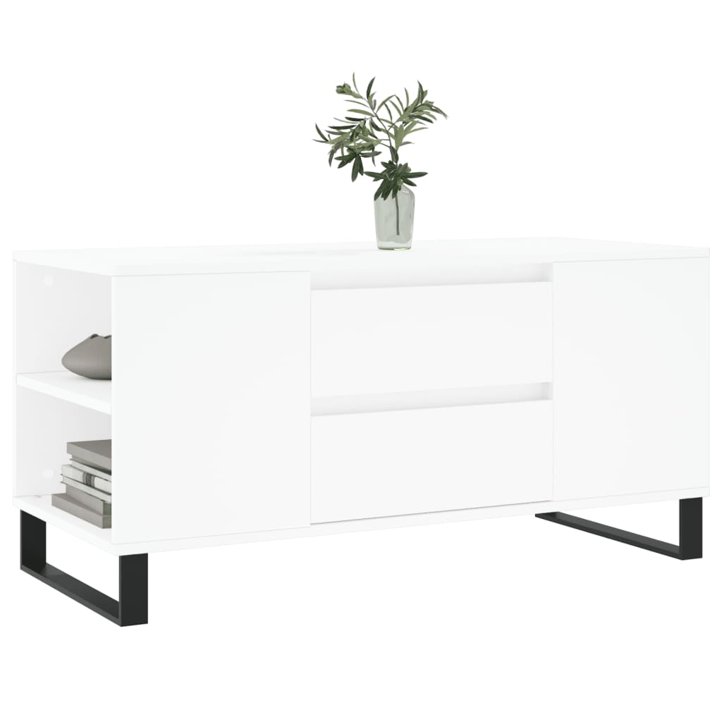 vidaXL Table basse Blanc 102x44,5x50 cm Bois d'ingénierie