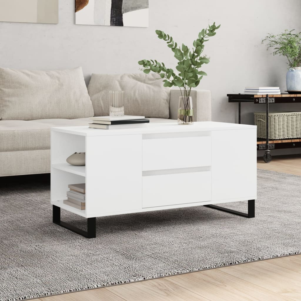 vidaXL Table basse Blanc 102x44,5x50 cm Bois d'ingénierie