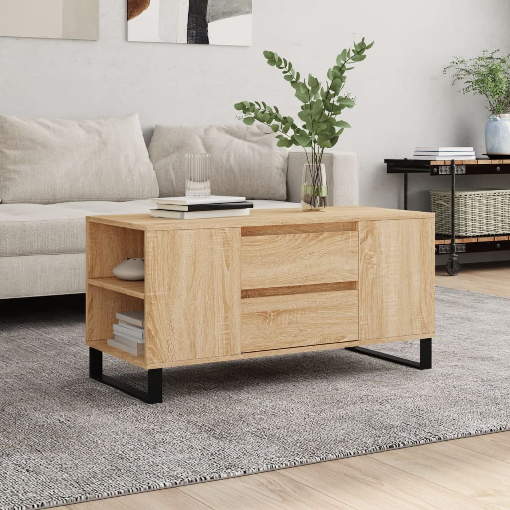 vidaXL Table basse chêne Sonoma 102x44,5x50 cm bois d'ingénierie