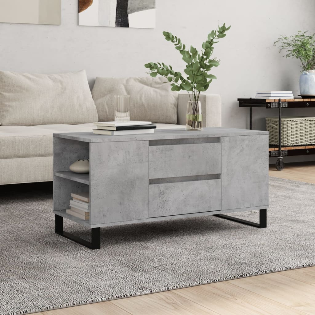vidaXL Table basse gris béton 102x44,5x50 cm Aggloméré