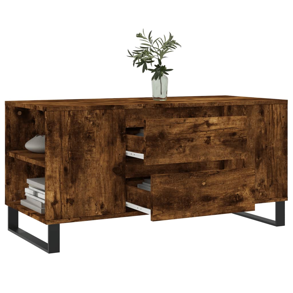 vidaXL Table basse chêne fumé 102x44,5x50 cm bois d'ingénierie
