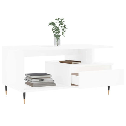 vidaXL Table basse blanche 90x49x45 cm en bois d'ingénierie