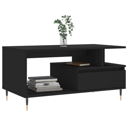 vidaXL Table basse noire 90x49x45 cm en bois d'ingénierie