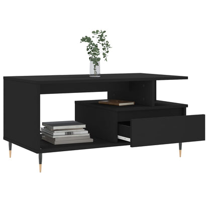 vidaXL Table basse noire 90x49x45 cm en bois d'ingénierie