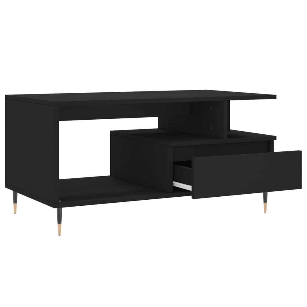 vidaXL Table basse noire 90x49x45 cm en bois d'ingénierie