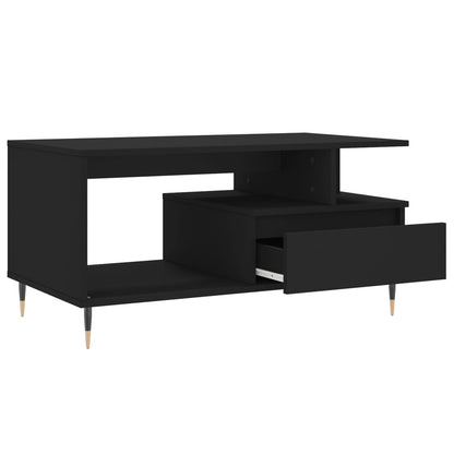 vidaXL Table basse noire 90x49x45 cm en bois d'ingénierie
