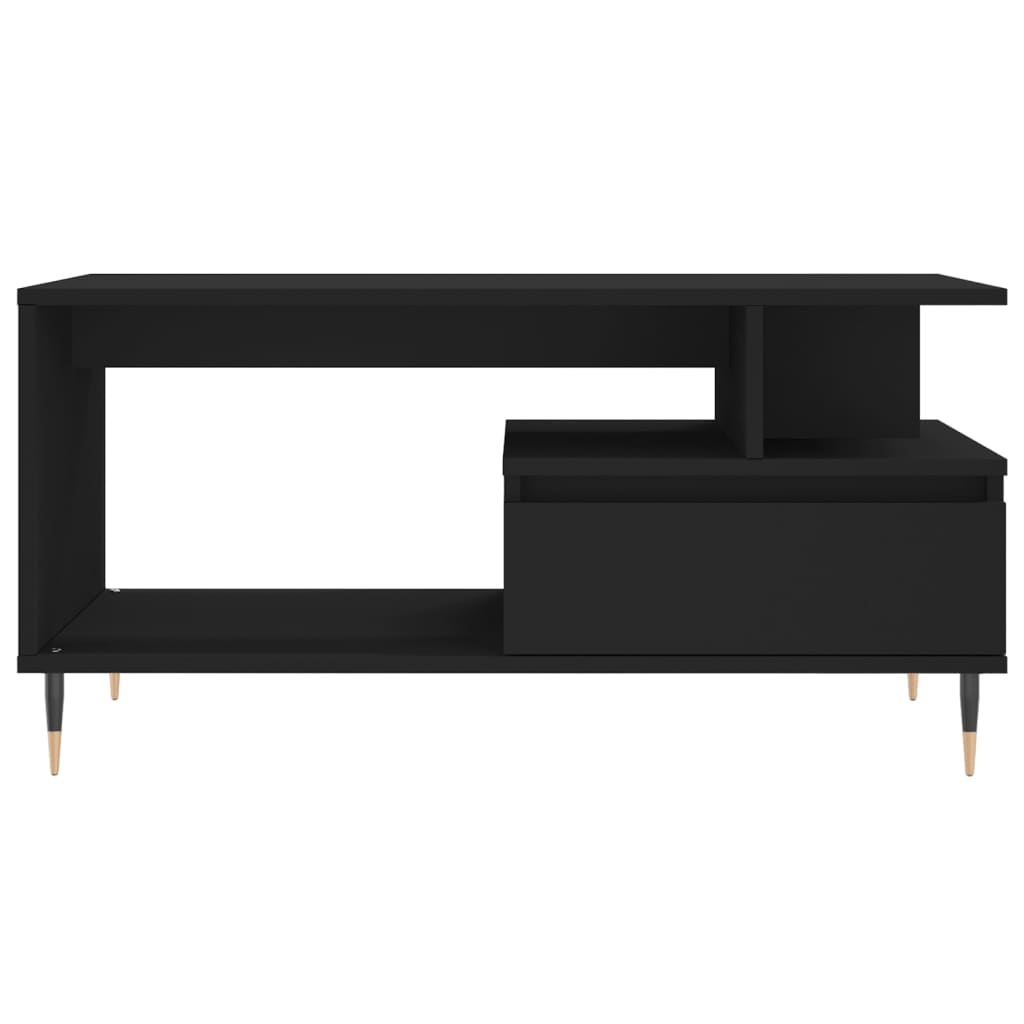 vidaXL Table basse noire 90x49x45 cm en bois d'ingénierie