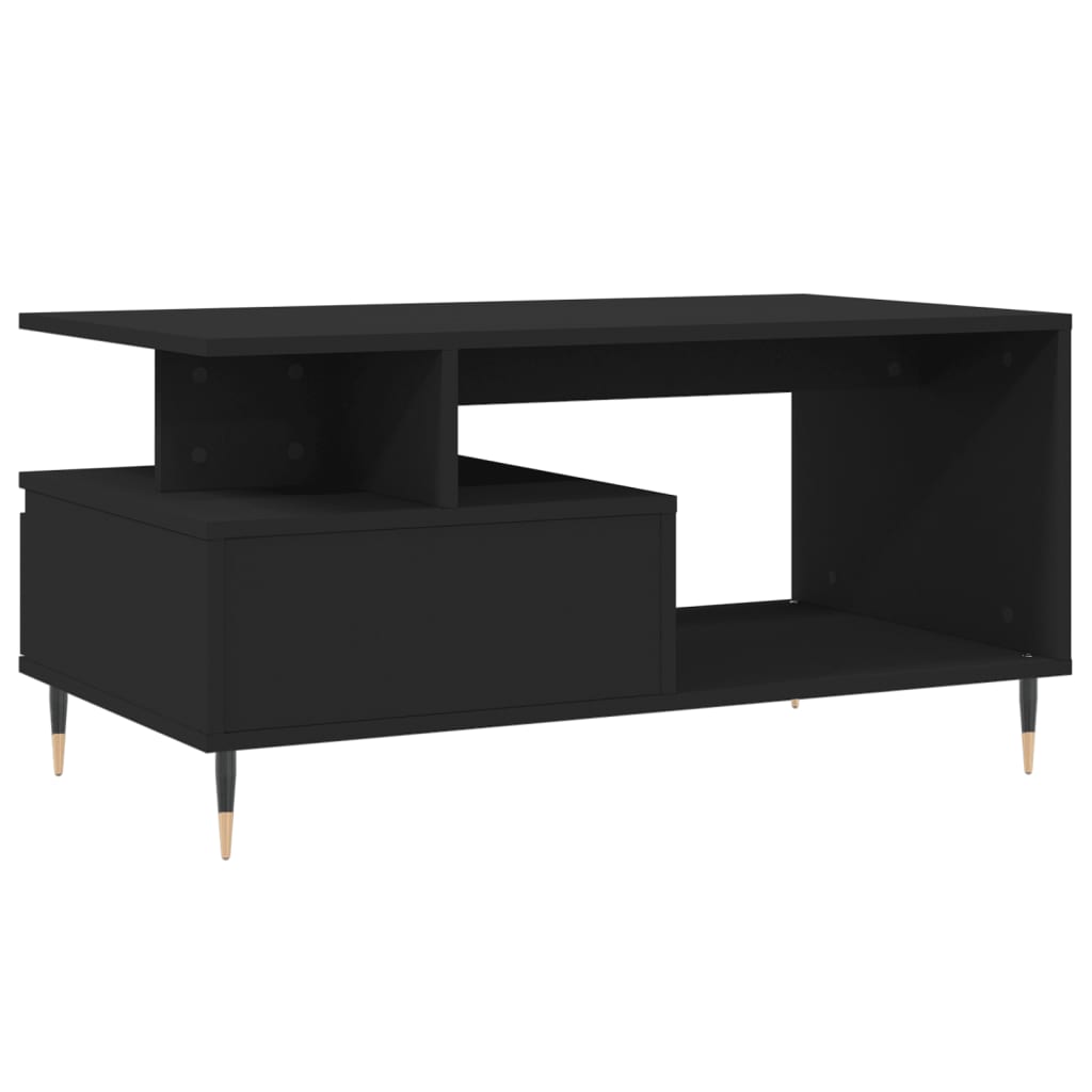 vidaXL Table basse noire 90x49x45 cm en bois d'ingénierie