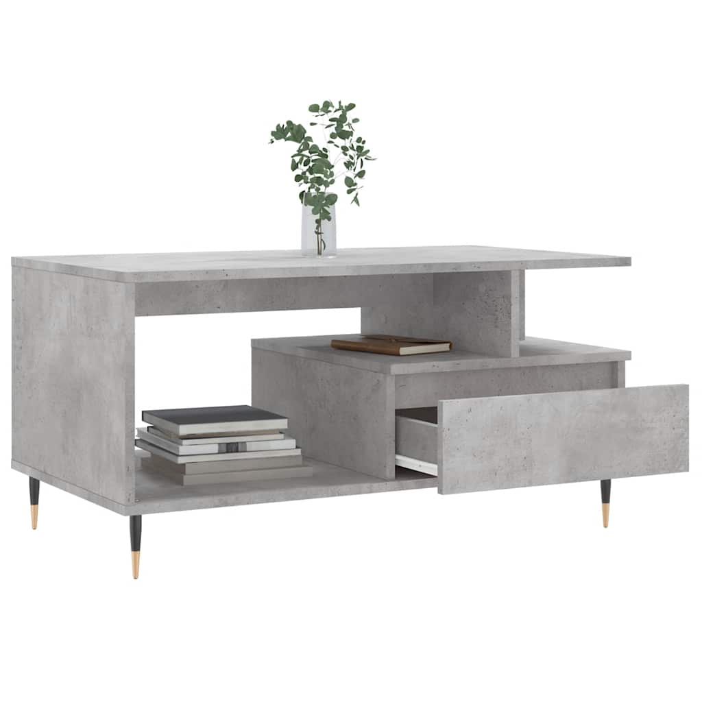vidaXL Table basse gris béton 90x49x45 cm en bois d'ingénierie