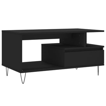 vidaXL Table basse noire 90x49x45 cm en bois d'ingénierie