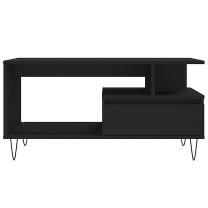 vidaXL Table basse noire 90x49x45 cm en bois d'ingénierie