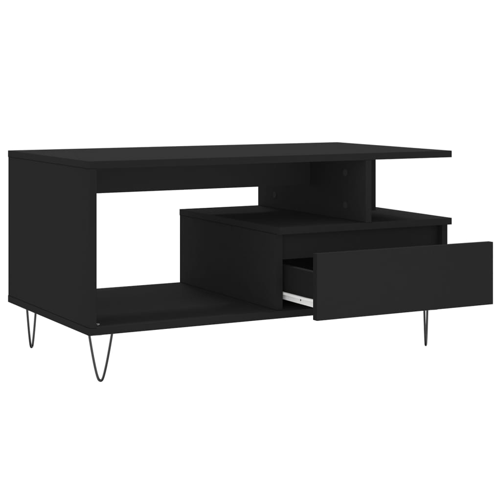 vidaXL Table basse noire 90x49x45 cm en bois d'ingénierie