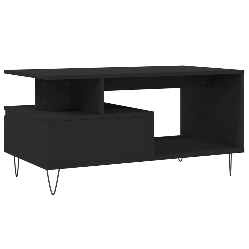 vidaXL Table basse noire 90x49x45 cm en bois d'ingénierie