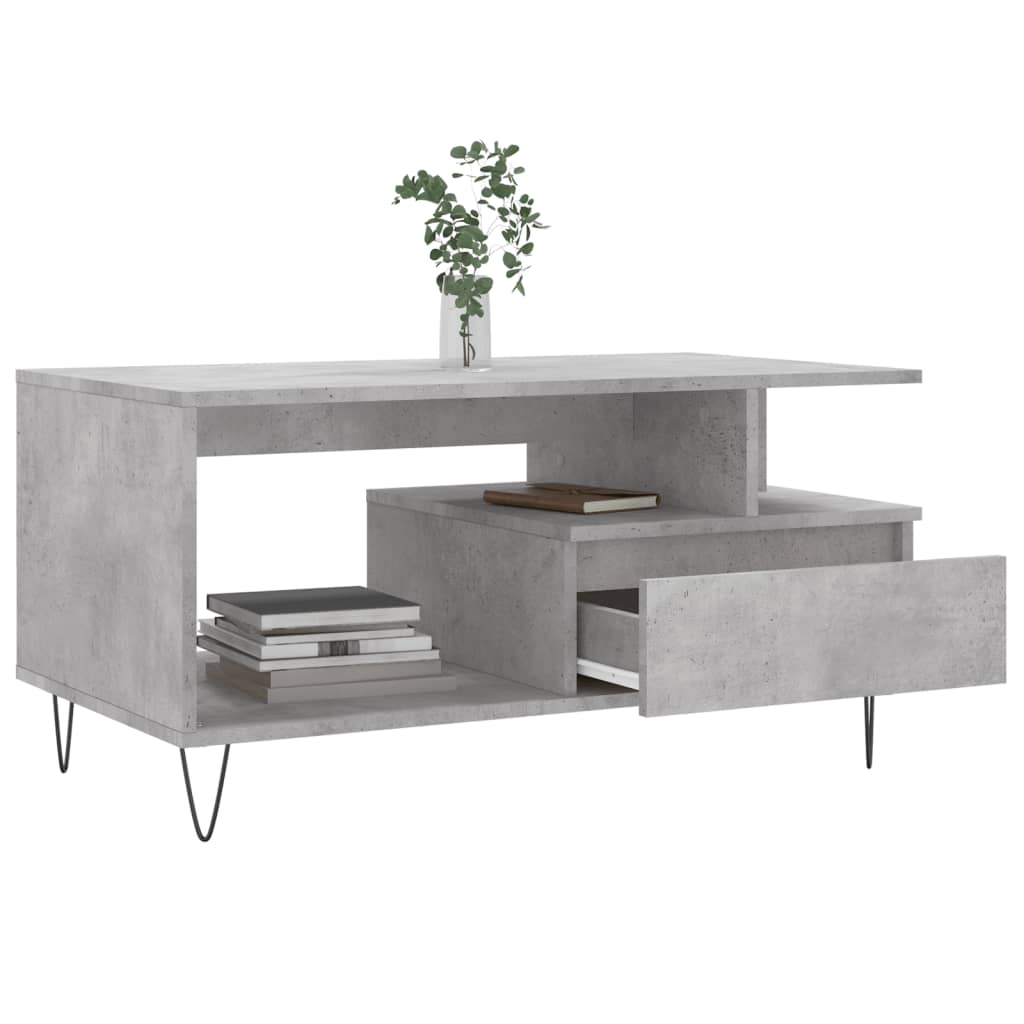 vidaXL Table basse gris béton 90x49x45 cm en bois d'ingénierie