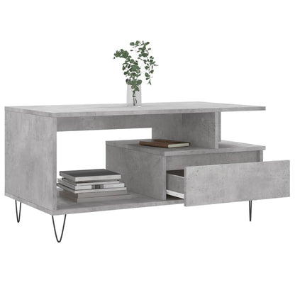 vidaXL Table basse gris béton 90x49x45 cm en bois d'ingénierie