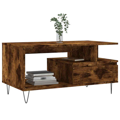 vidaXL Table basse chêne fumé 90x49x45 cm bois d'ingénierie