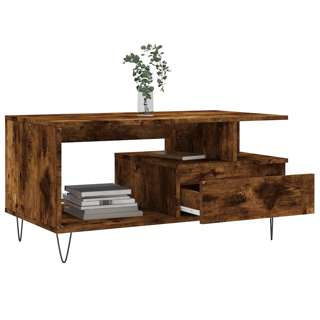 vidaXL Table basse chêne fumé 90x49x45 cm bois d'ingénierie