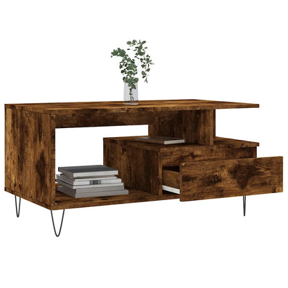 vidaXL Table basse chêne fumé 90x49x45 cm bois d'ingénierie