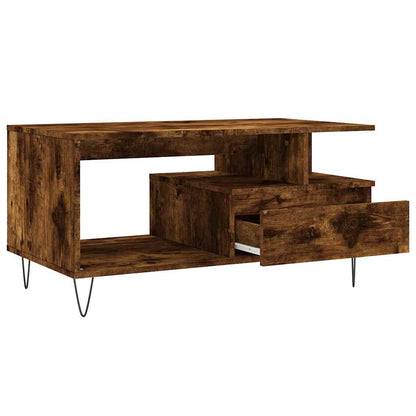 vidaXL Table basse chêne fumé 90x49x45 cm bois d'ingénierie