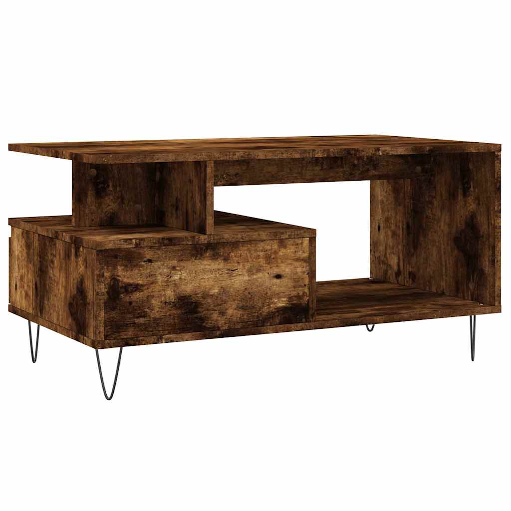 vidaXL Table basse chêne fumé 90x49x45 cm bois d'ingénierie