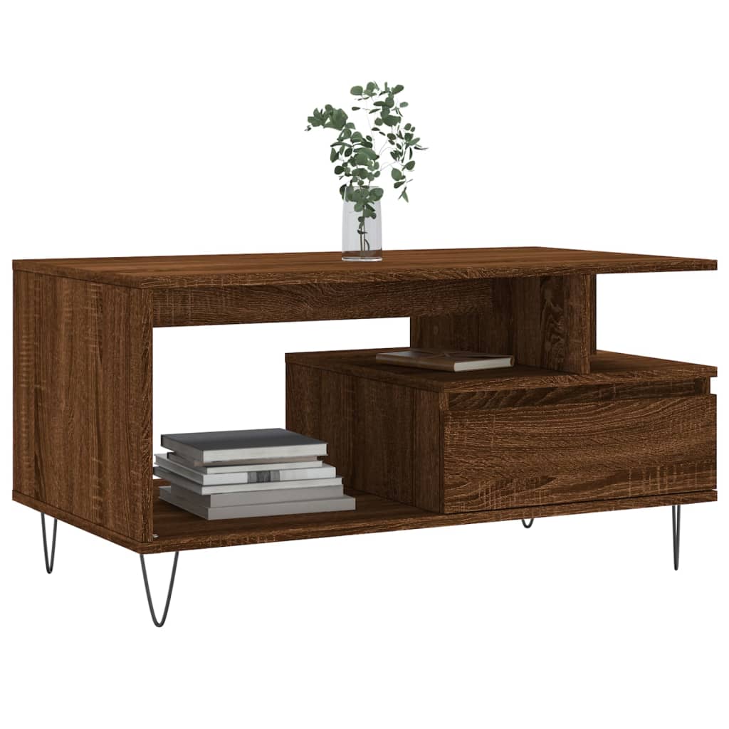 vidaXL Table basse aspect chêne marron 90x49x45 cm Aggloméré
