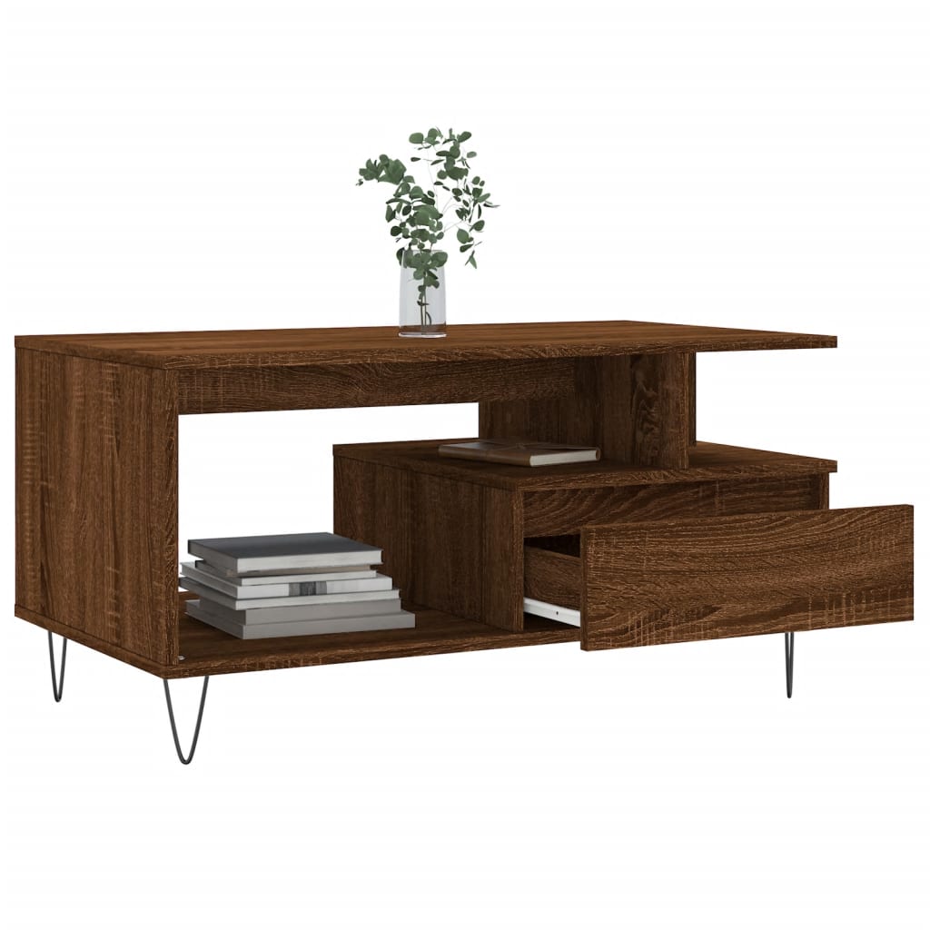 vidaXL Table basse aspect chêne marron 90x49x45 cm Aggloméré