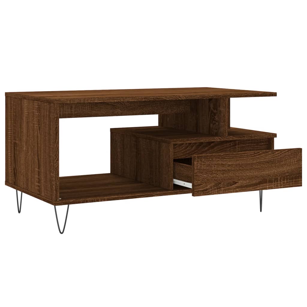 vidaXL Table basse aspect chêne marron 90x49x45 cm Aggloméré