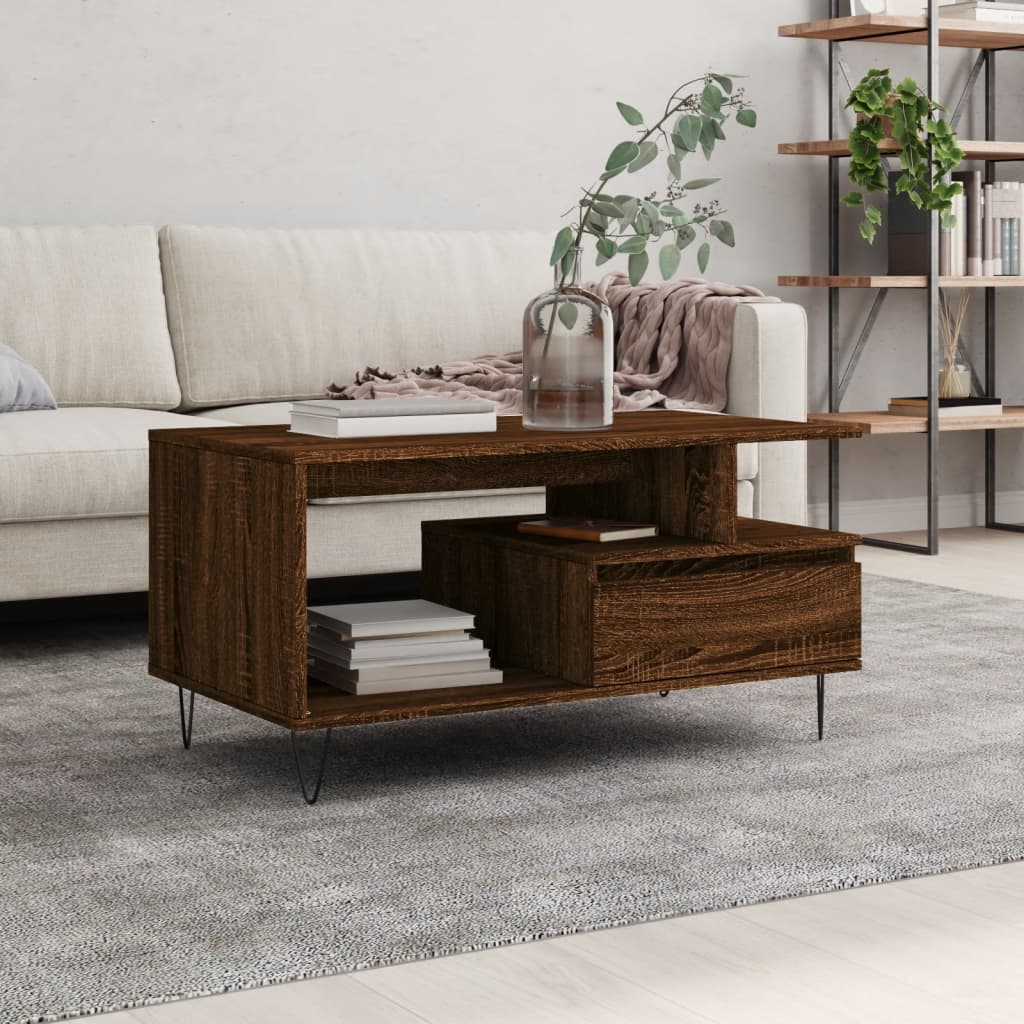 vidaXL Table basse aspect chêne marron 90x49x45 cm Aggloméré
