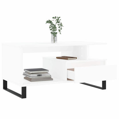 vidaXL Table basse blanche 90x49x45 cm en bois d'ingénierie