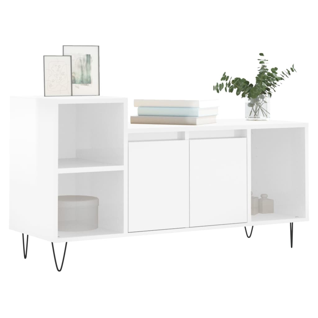 vidaXL TV-Schrank Hochglanz-Weiß 100x35x55 cm Holzwerkstoff