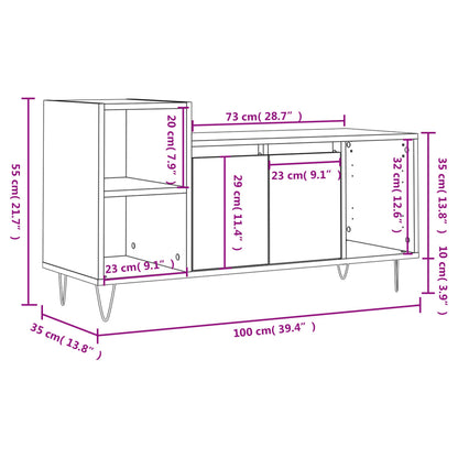 vidaXL TV-Schrank Hochglanz-Weiß 100x35x55 cm Holzwerkstoff