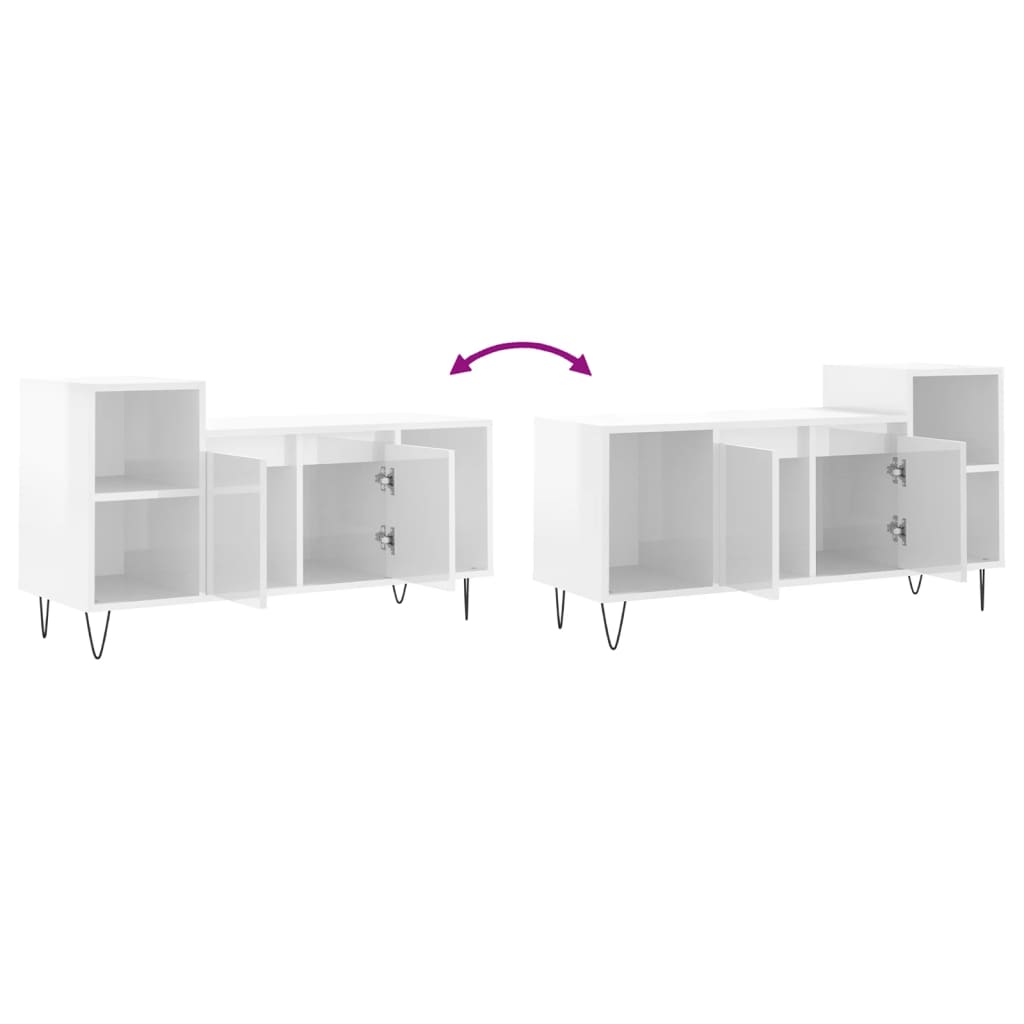 vidaXL TV-Schrank Hochglanz-Weiß 100x35x55 cm Holzwerkstoff