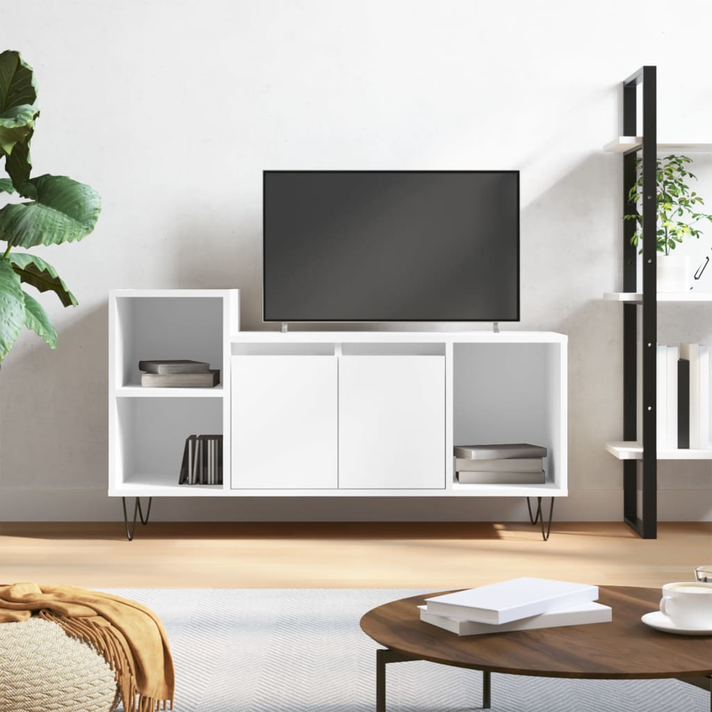 vidaXL TV-Schrank Hochglanz-Weiß 100x35x55 cm Holzwerkstoff