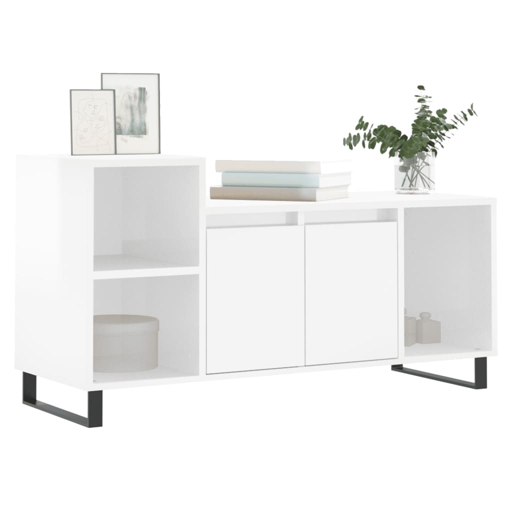 vidaXL TV-Schrank Hochglanz-Weiß 100x35x55 cm Holzwerkstoff