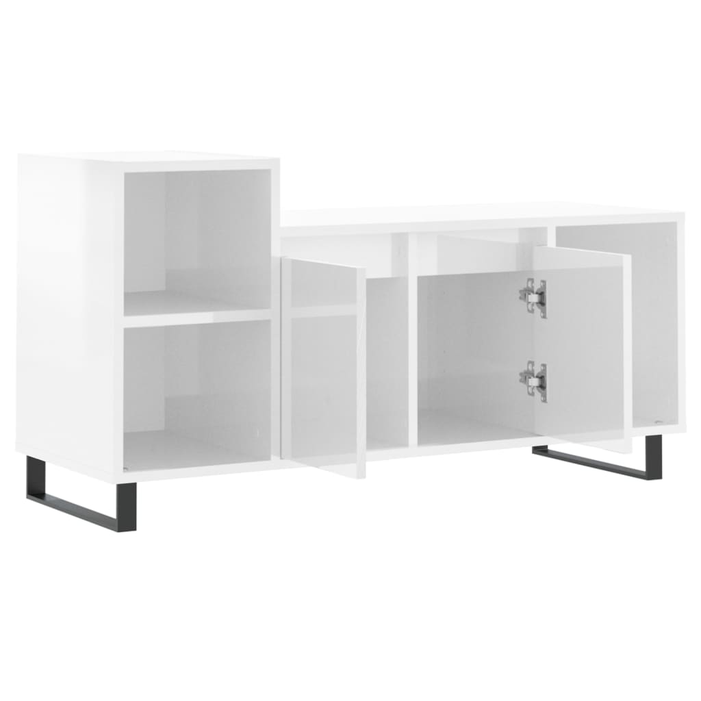 vidaXL TV-Schrank Hochglanz-Weiß 100x35x55 cm Holzwerkstoff