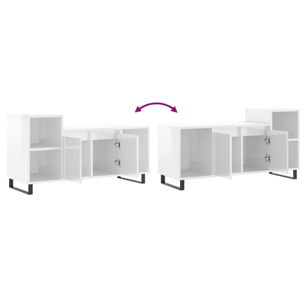 vidaXL TV-Schrank Hochglanz-Weiß 100x35x55 cm Holzwerkstoff