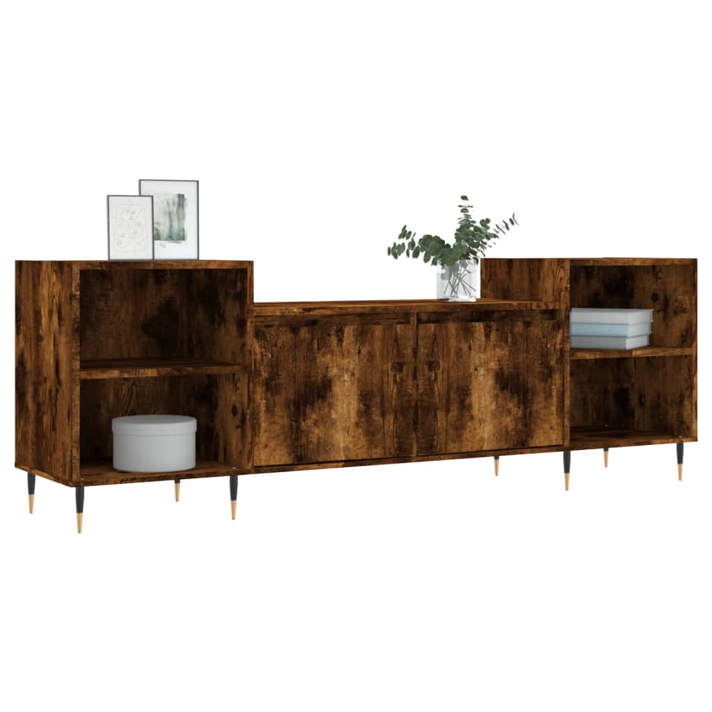 vidaXL Meuble TV chêne fumé 160x35x55 cm bois d'ingénierie