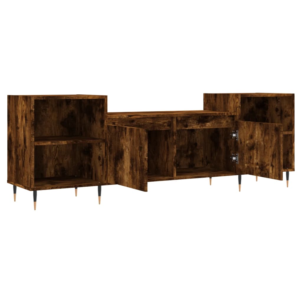 vidaXL Meuble TV chêne fumé 160x35x55 cm bois d'ingénierie