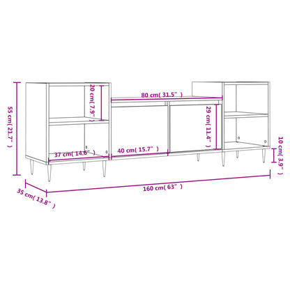 vidaXL Meuble TV chêne fumé 160x35x55 cm bois d'ingénierie