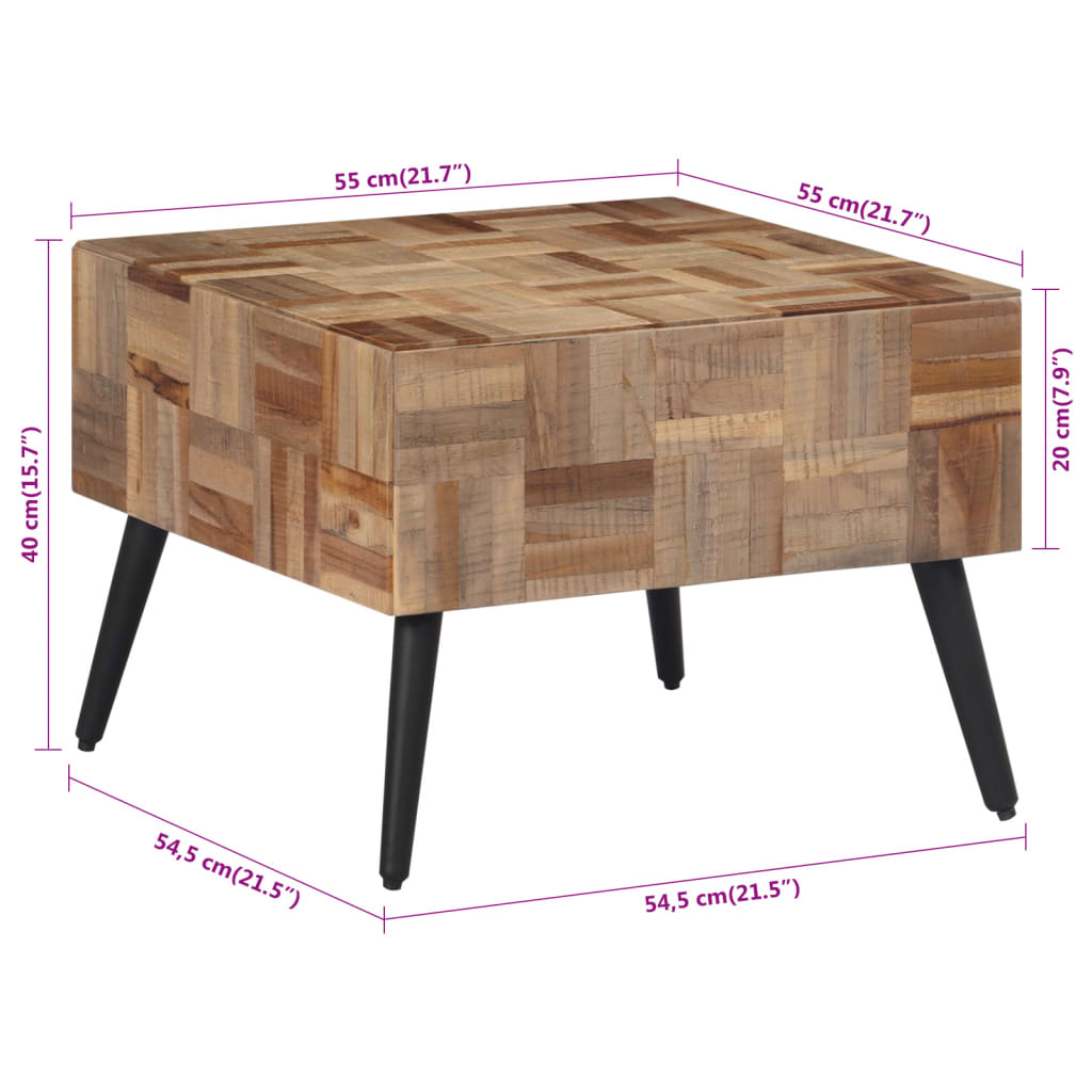 vidaXL Couchtisch Grau 55x55x40 cm Recyceltes Massivholz Teak