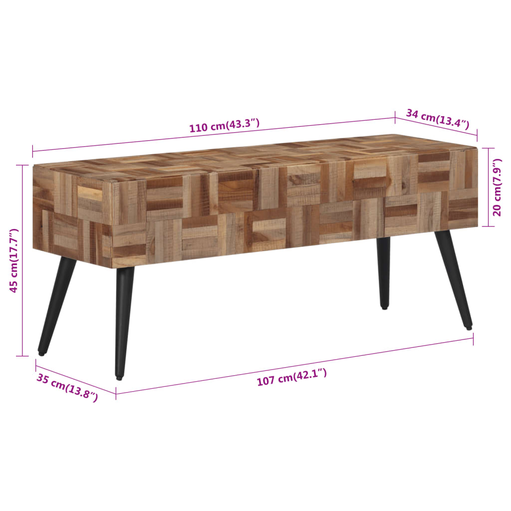 vidaXL Sitzbank 110x35x45 cm Recyceltes Massivholz Teak