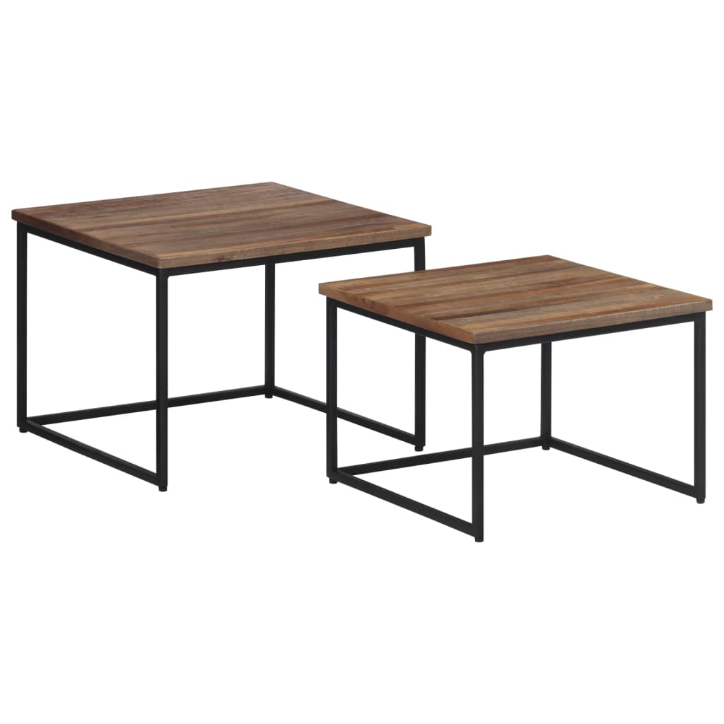 vidaXL Satztische 2 Stk. Massivholz Teak