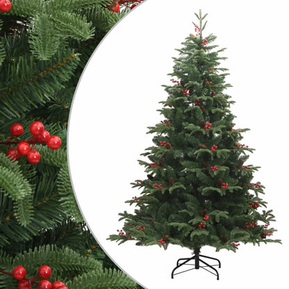 vidaXL Künstlicher Weihnachtsbaum Klappbar mit Zapfen & Beeren 210 cm