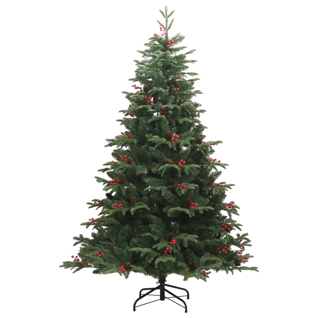 vidaXL Künstlicher Weihnachtsbaum Klappbar mit Zapfen & Beeren 210 cm