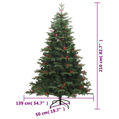 vidaXL Künstlicher Weihnachtsbaum Klappbar mit Zapfen & Beeren 210 cm