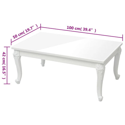 vidaXL Couchtisch Hochglanz-Weiß 100x50x42 cm Holzwerkstoff