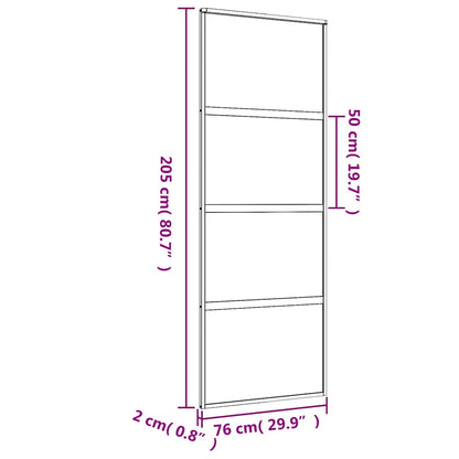 Schiebetür Golden 76x205 cm ESG-Klarglas und Aluminium