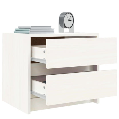 vidaXL Nachttische 2 Stk. Weiß 40x31x35,5 cm Massivholz Kiefer