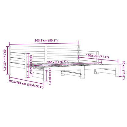 vidaXL Lit de repos extensible Blanc 80x200 cm Bois de pin massif